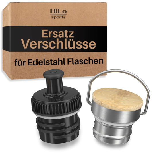 Replacement closures for stainless steel drinking bottles