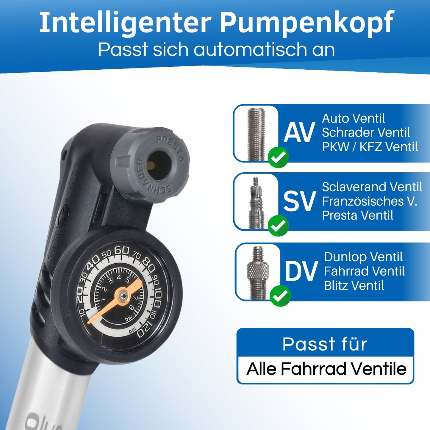 Bicycle mini pump, pointer