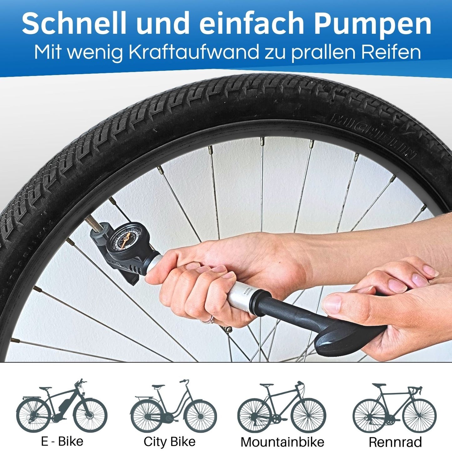 Bicycle mini pump, pointer