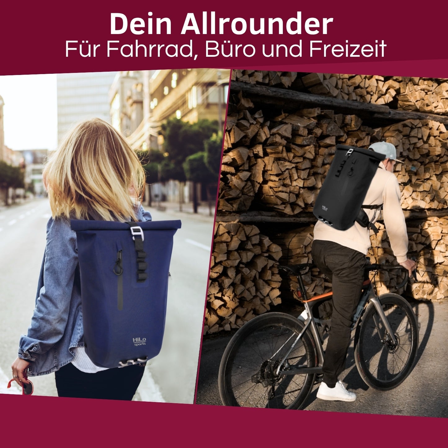 Rolltop Rucksack wasserdicht, 25 Liter