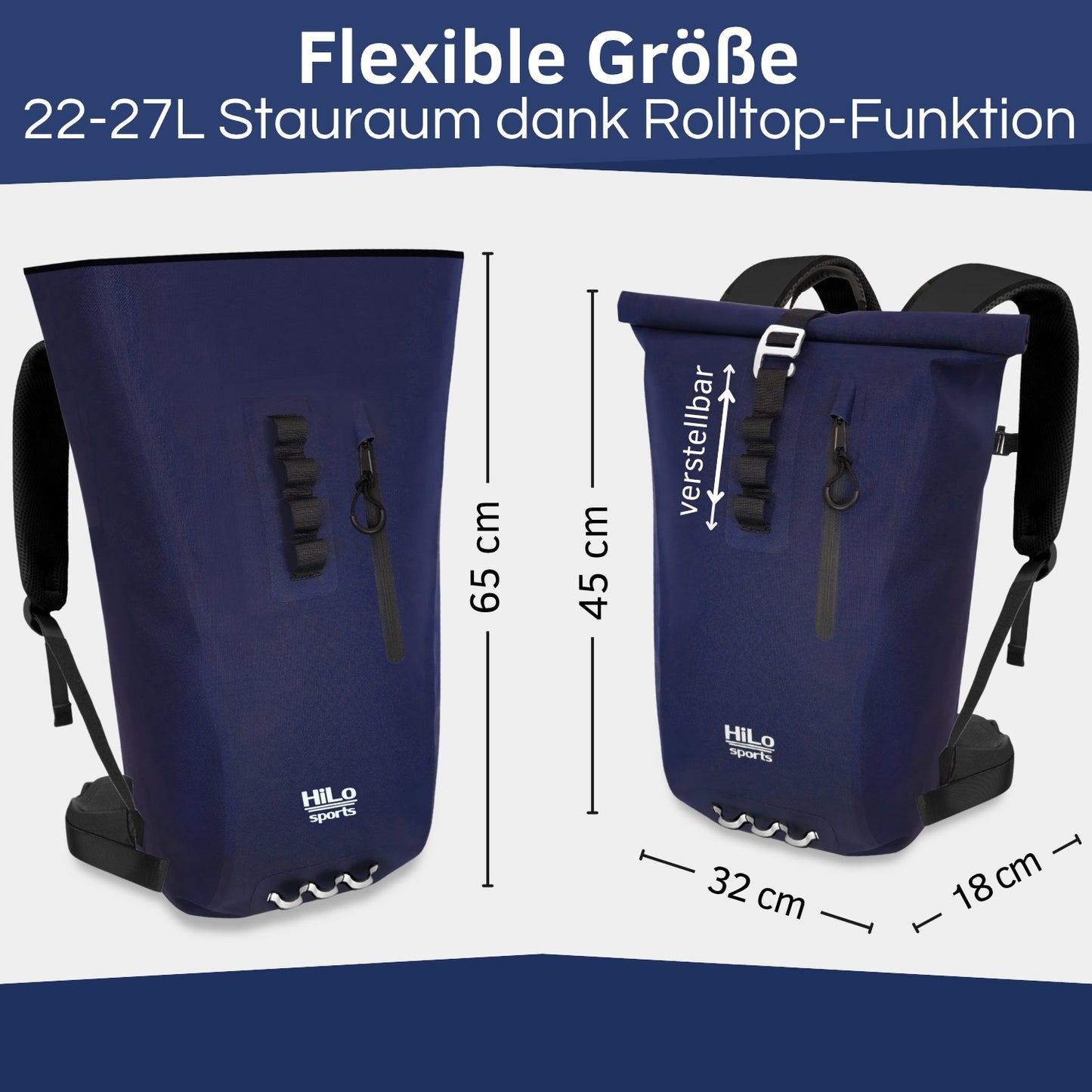 Rolltop Rucksack wasserdicht, 25 Liter