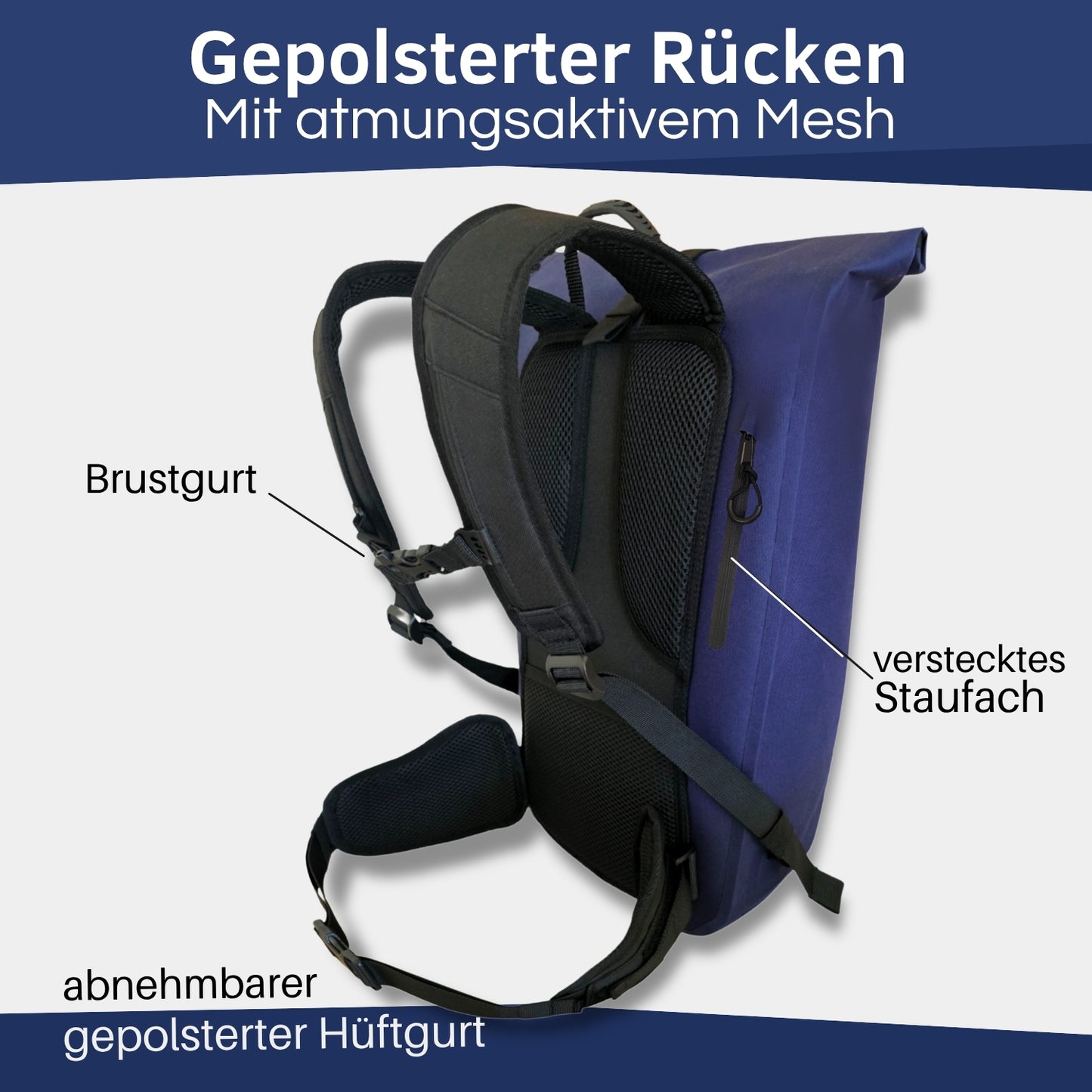 Rolltop Rucksack wasserdicht, 25 Liter