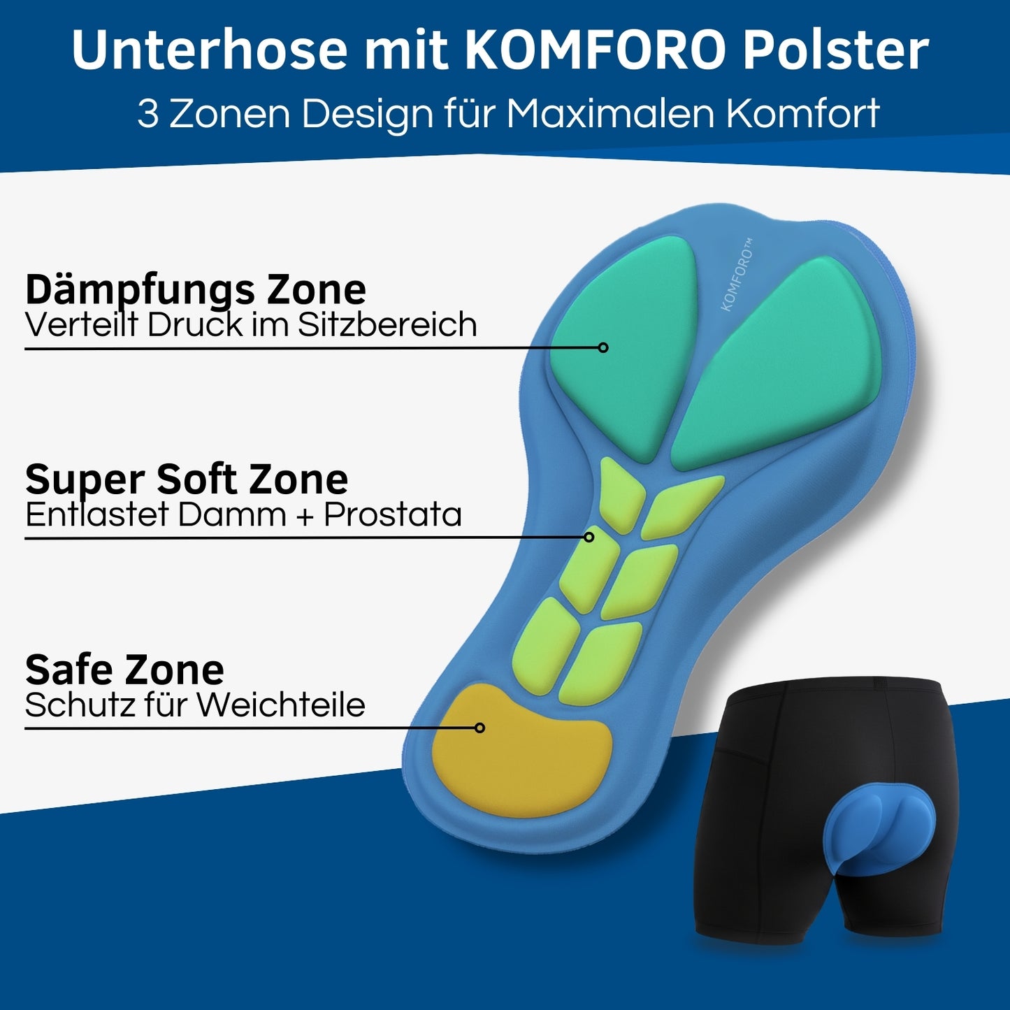 Fahrrad Unterhose mit Komfort Polsterung