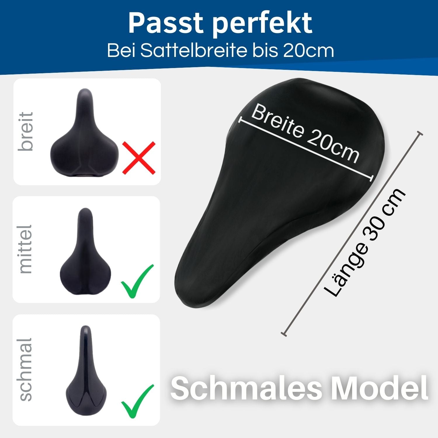 Fahrrad Sattel Bezug als schmale Version.