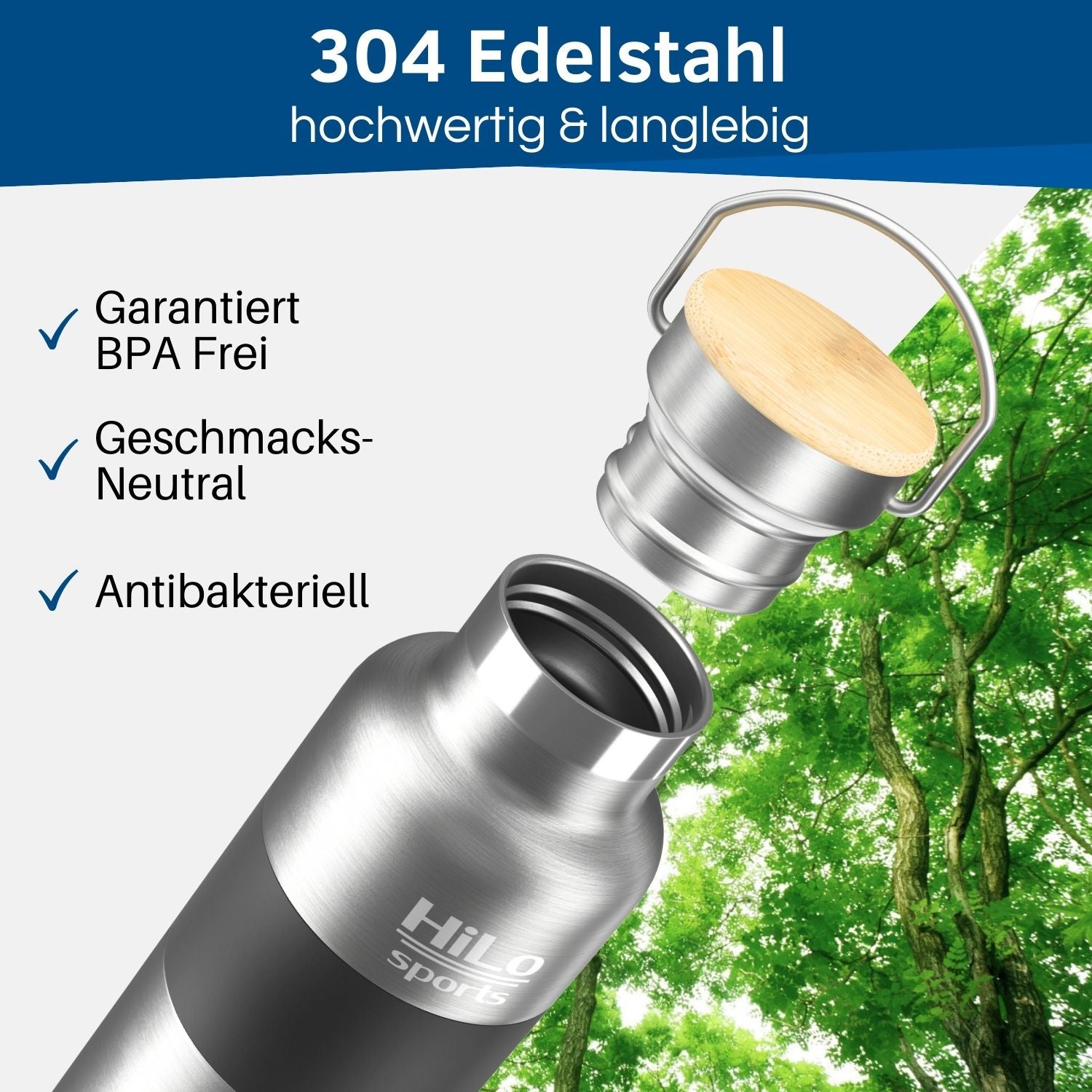 Edelstahl Rad Trinkflasche aus hochwertigem 304 Edelstahl.
