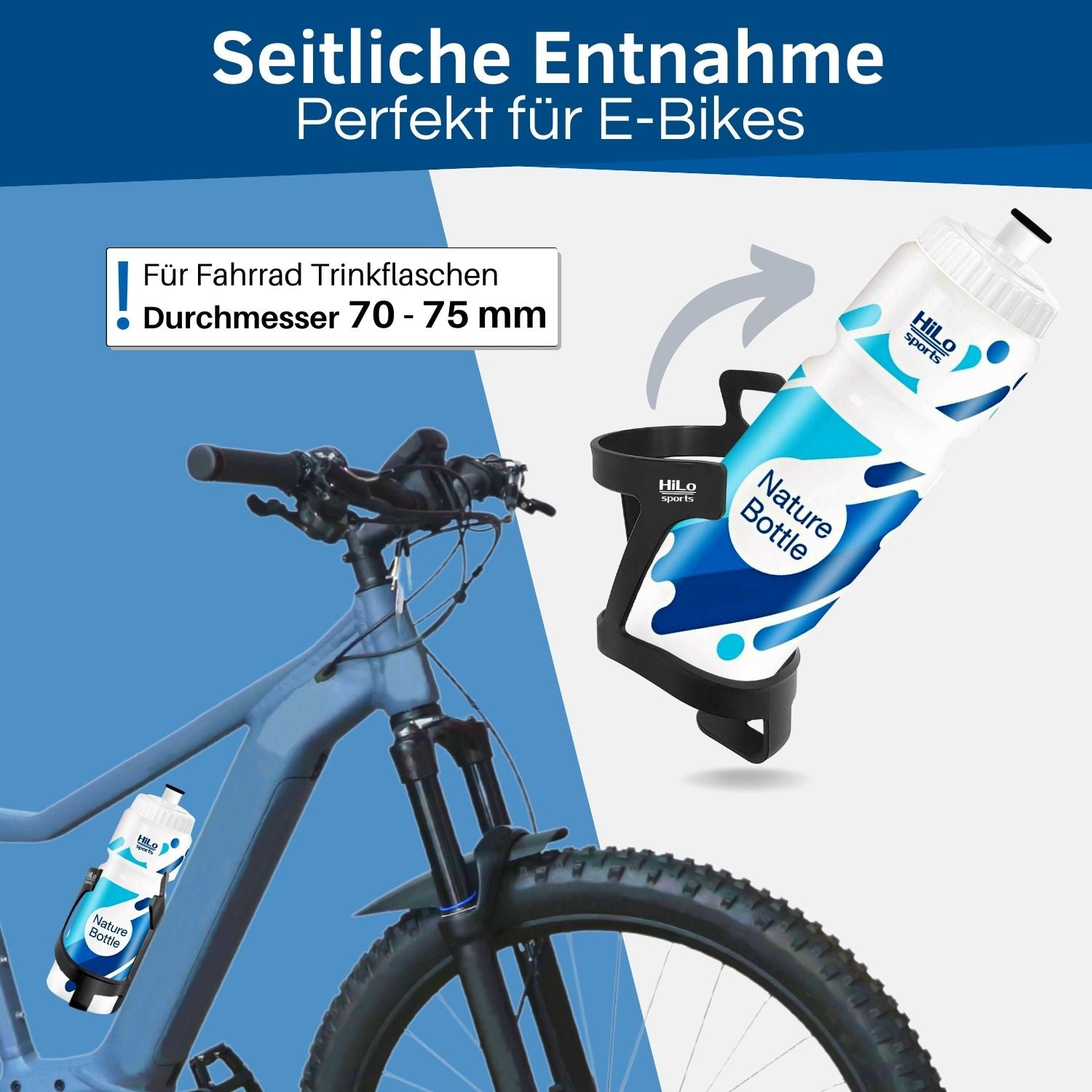 Rad Flaschenhalter zur seitlichen Entnahme.