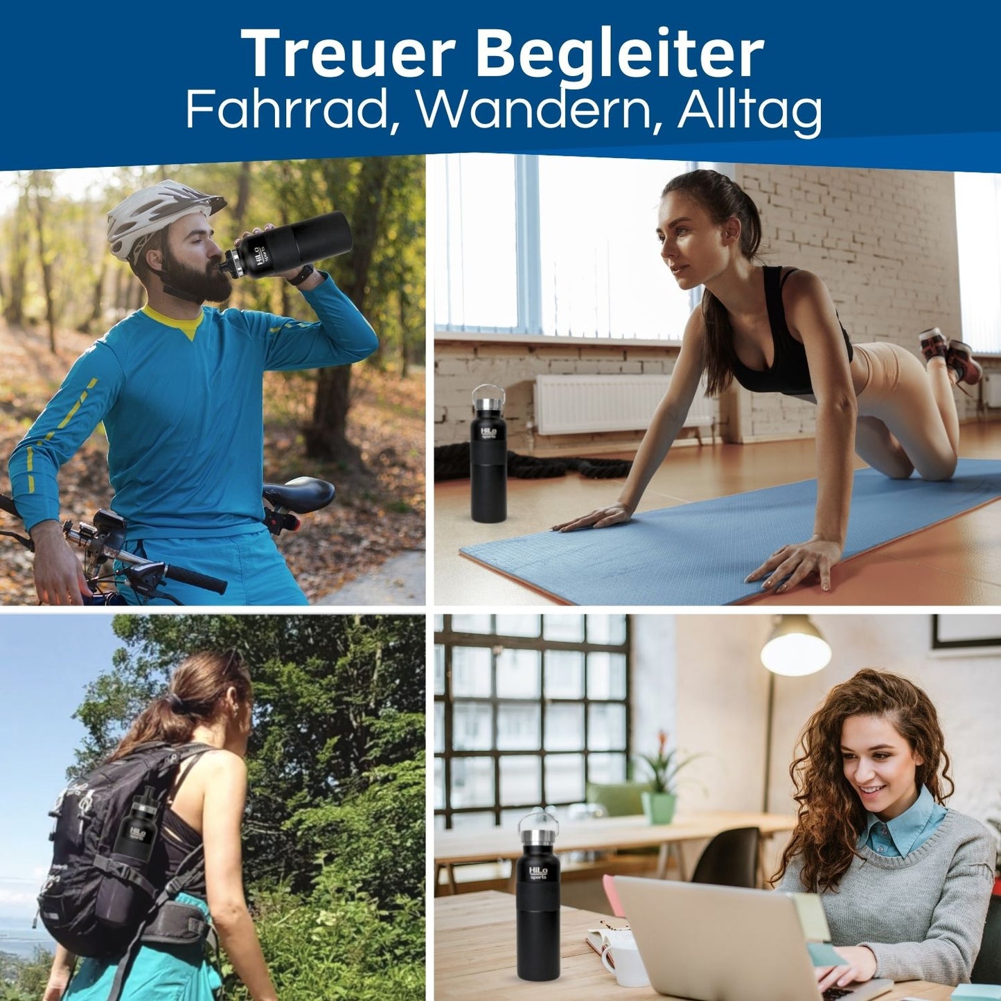 Radflasche aus Edelstahl Material.