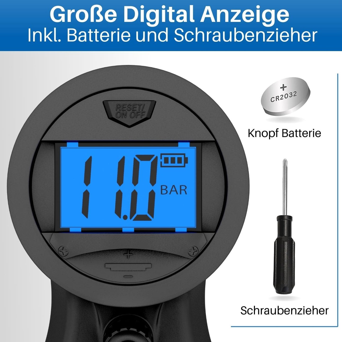 Digital Barometer für Fahrrad Standpumpe.