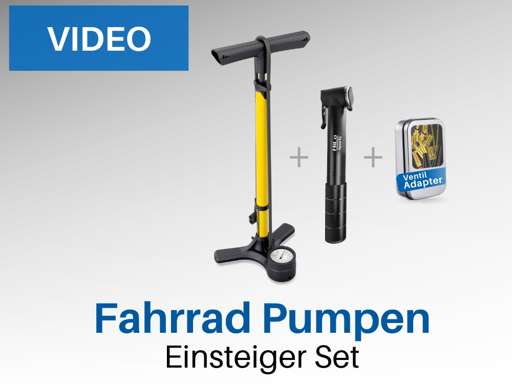 Fahrradpumpen Set inklusive Standpumpe, Minipumpe und Ventiladapter