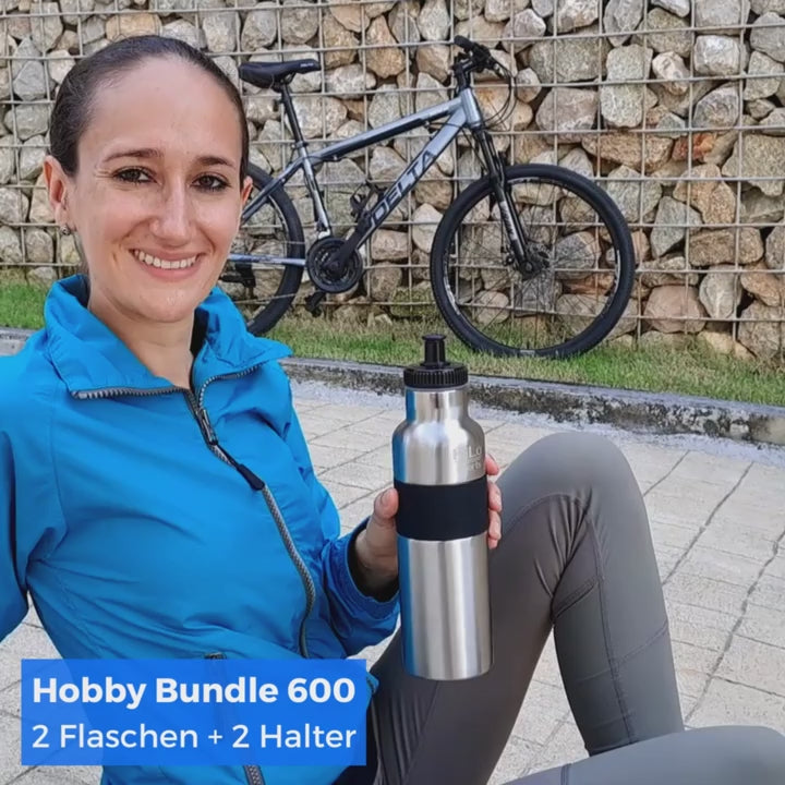 Bouteilles de consommation isolées en acier inoxydable avec support - Hobby Set 600