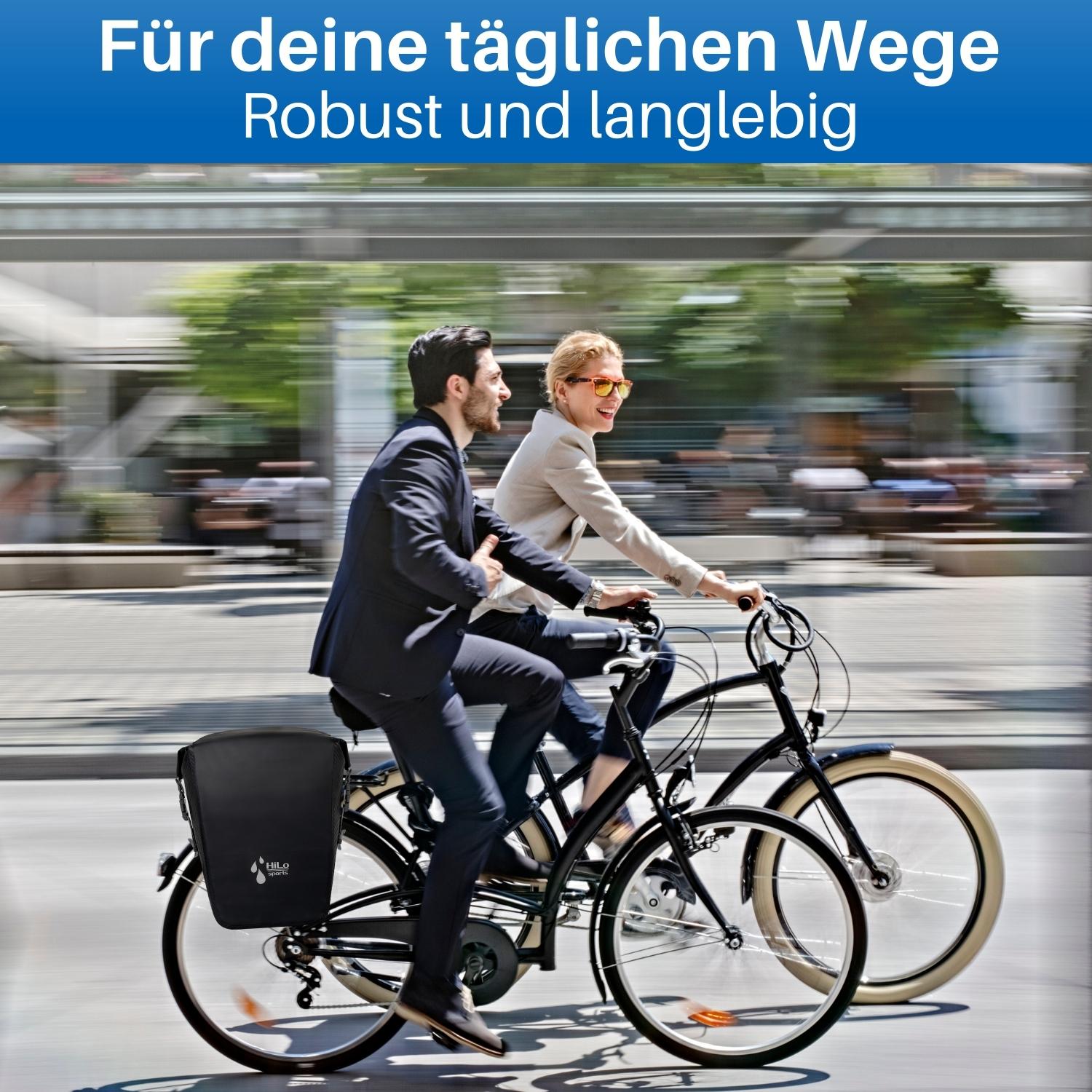 Die Fahrrad Packtaschen sind perfekt für den Weg zur Arbeit.