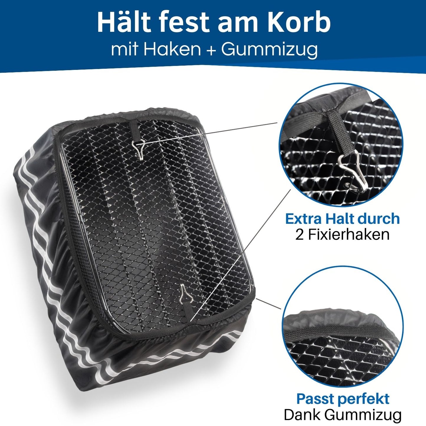 HiLo sports Fahrrad Korb Regenschutz mit extrahalt durch Befestigungshaken.