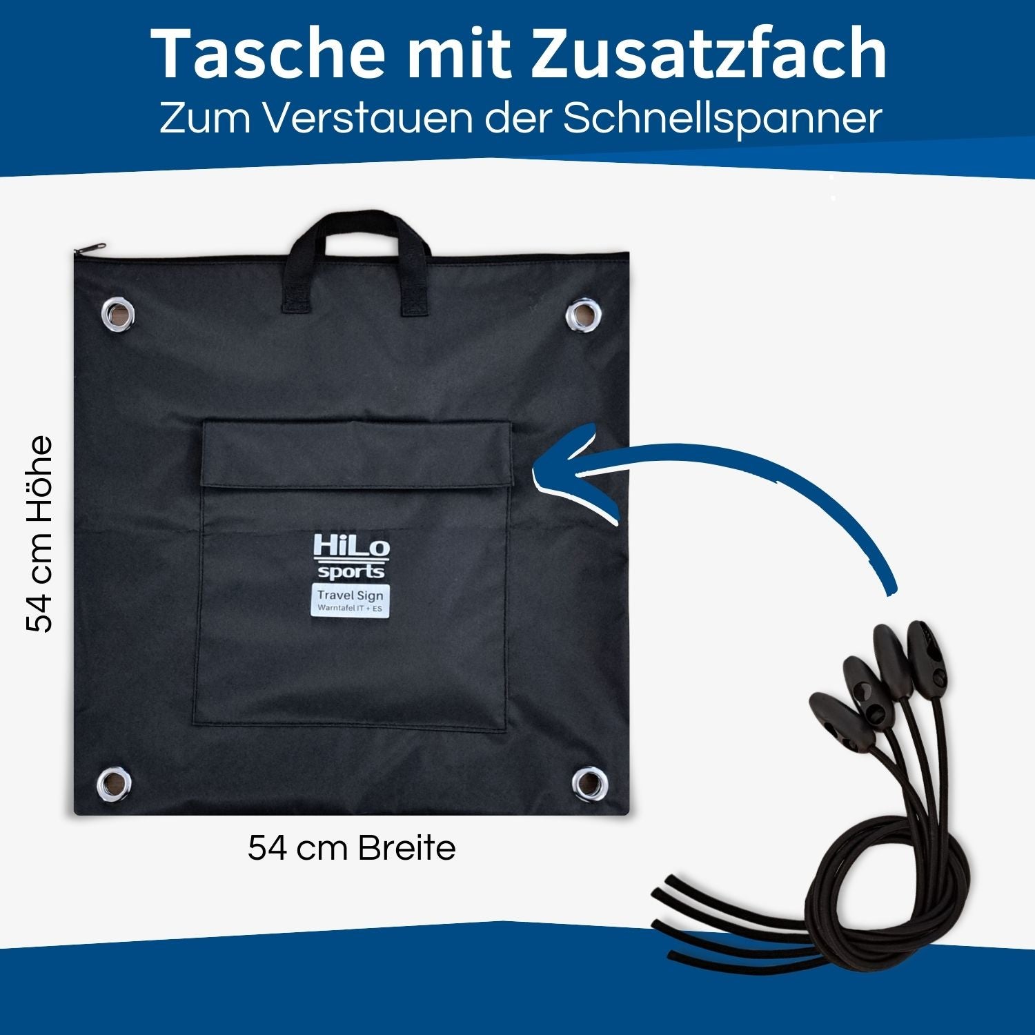Stau Beutel mit Schnellspanner für Fahrradträger Warntafel