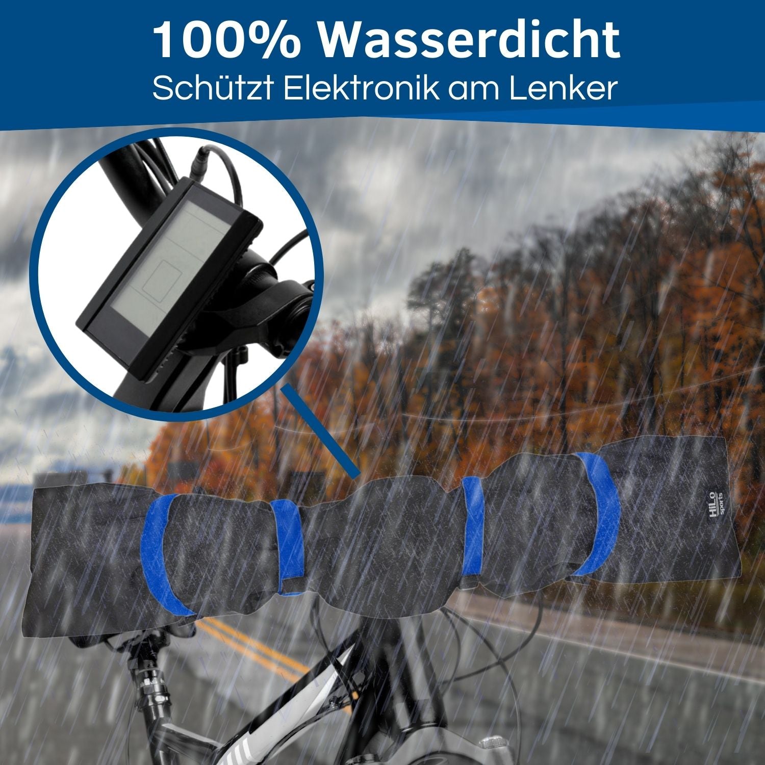 Die Lenkerschutzhülle für dein Fahrrad oder Ebike ist 100% wasserdicht. 