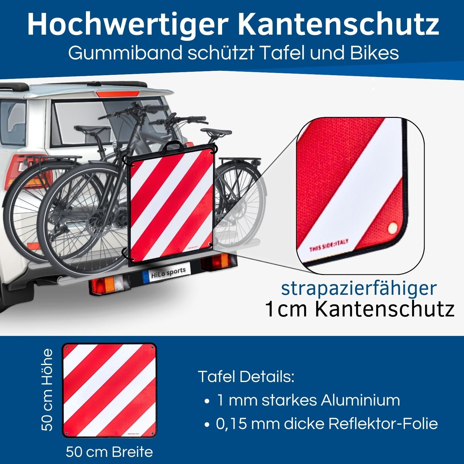 Warntafel Fahrradträger mit Wende Funktion rot weiß leuchtend