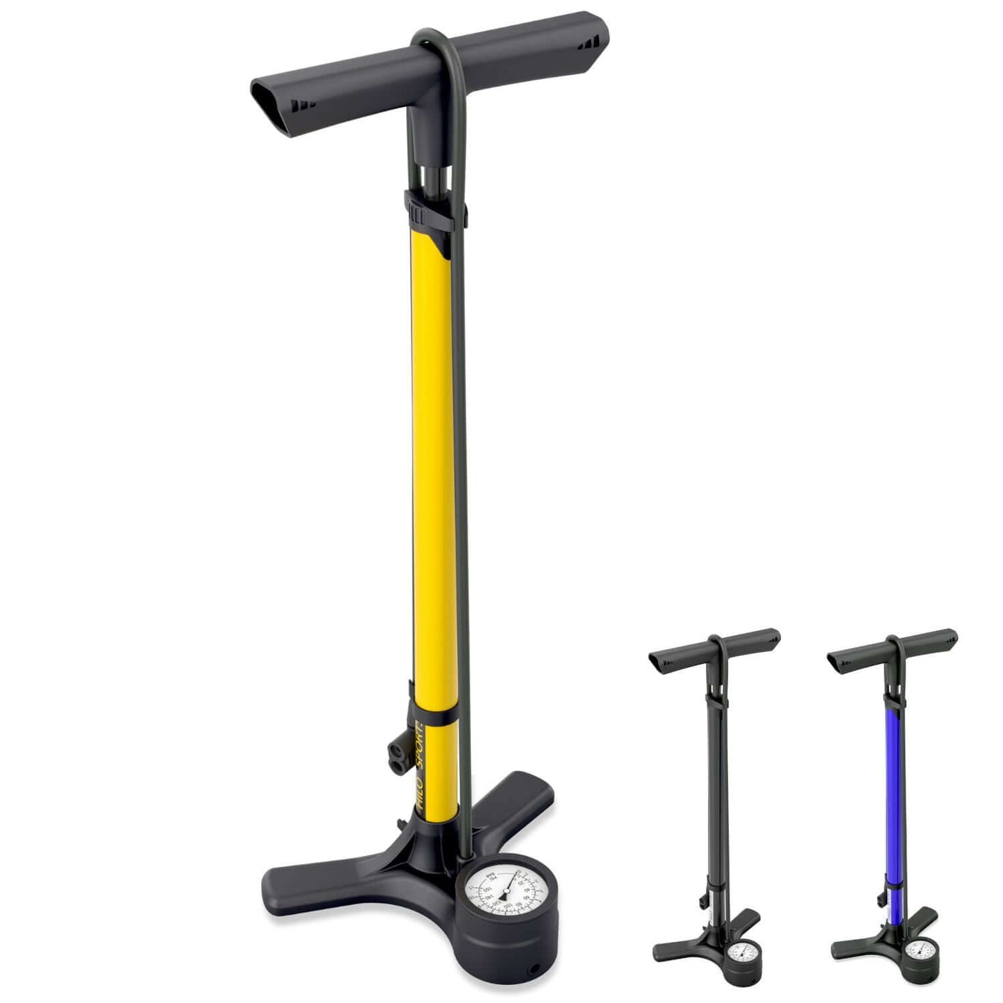 Fahrrad Standpumpe gelb