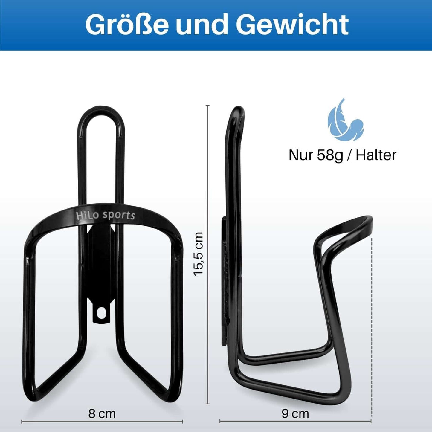 Die Flaschenhalter haben die perfekte größe für Fahrrad Trinkflaschen und sind sehr leicht.