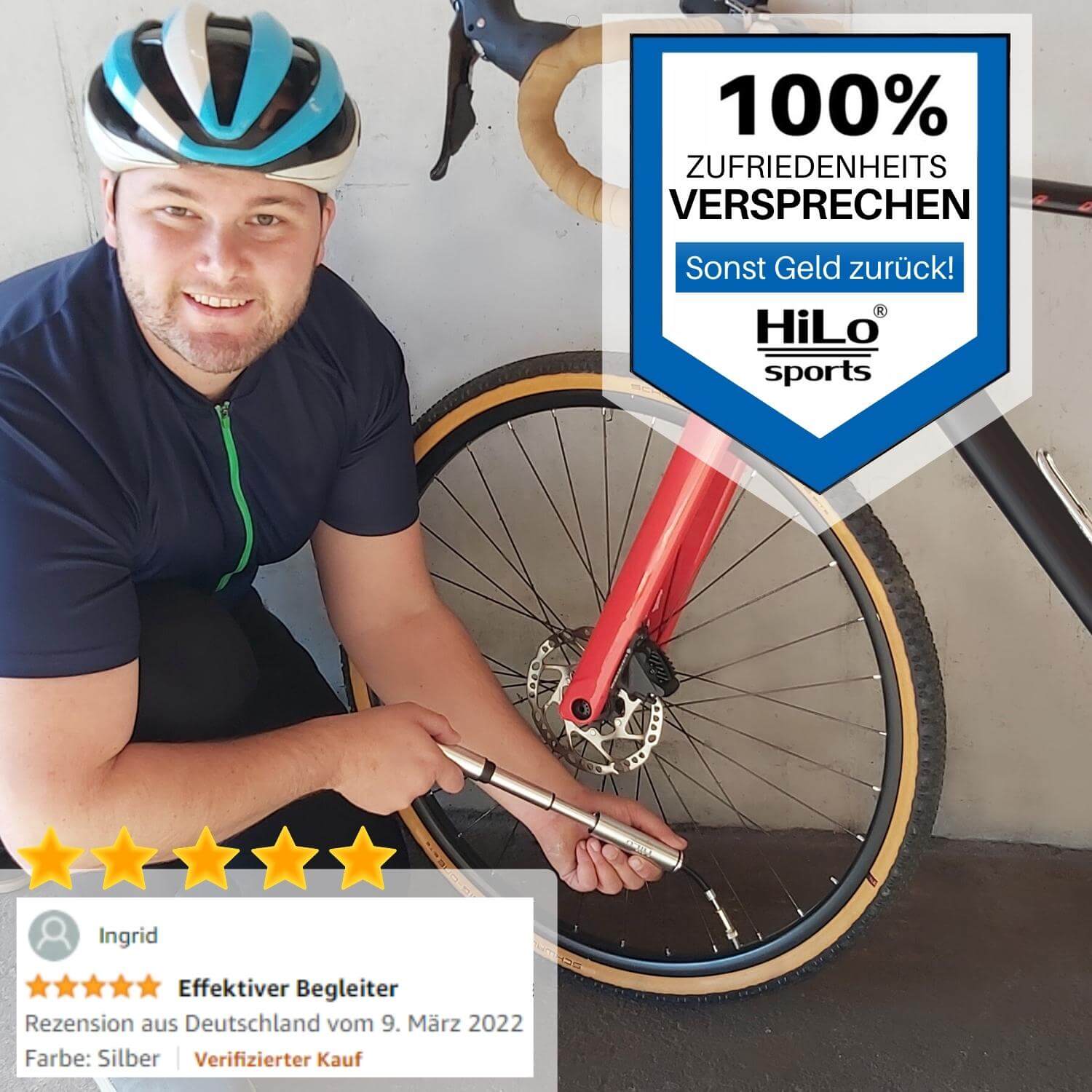 Die kleine Fahrrad Pumpe liegt gut in der Hand und es lässt sich einfach damit pumpen.