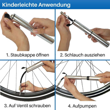 mini fahrradpumpe anleitung Mini-pompe à vélo avec tuyau, pour toutes les vannes