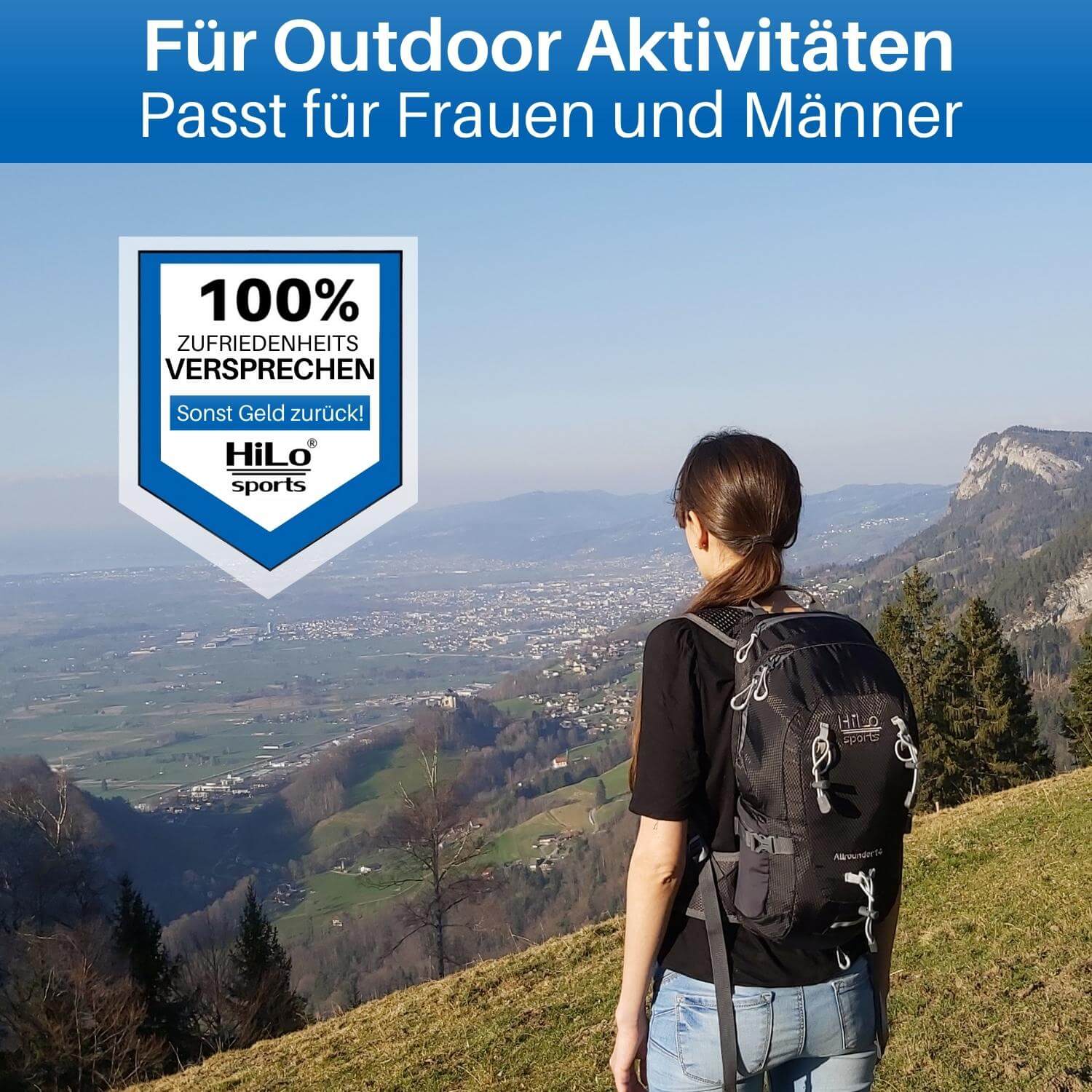 Der Rucksack für den Radsport passt für alle Körpergrößen. Die Brust- und Hüftriemen sind anpassbar.